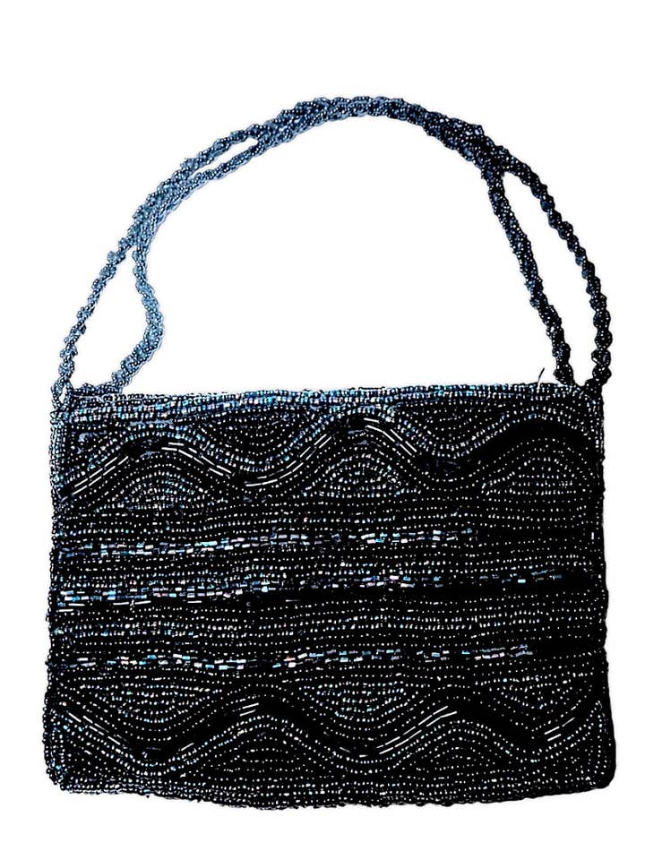 Fantasy hand bag with black crystal beads for wholesale by Sandra Adrubau
