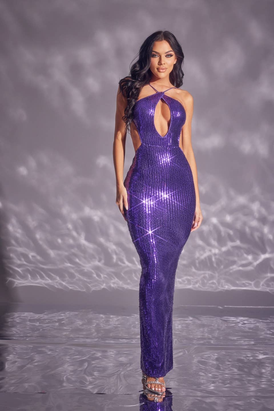 WFFS - Wholesale Gown - Women's - Viral Stretch Sequin Halter Cocktail Dress0