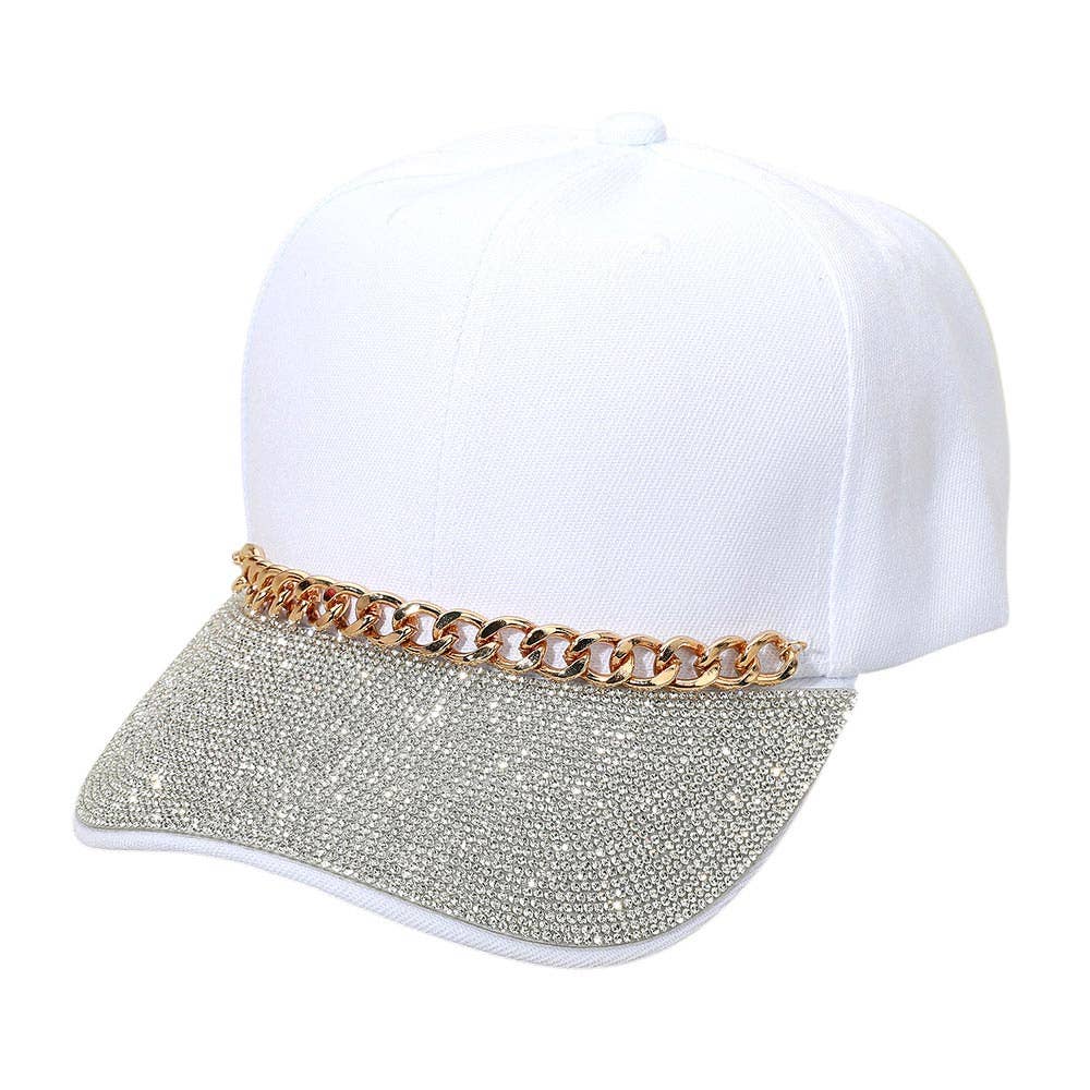 Sensibling Corp. - Wholesale Baseball Cap - Women's - Chain Detail Bling Studded Brim Baseball Cap8