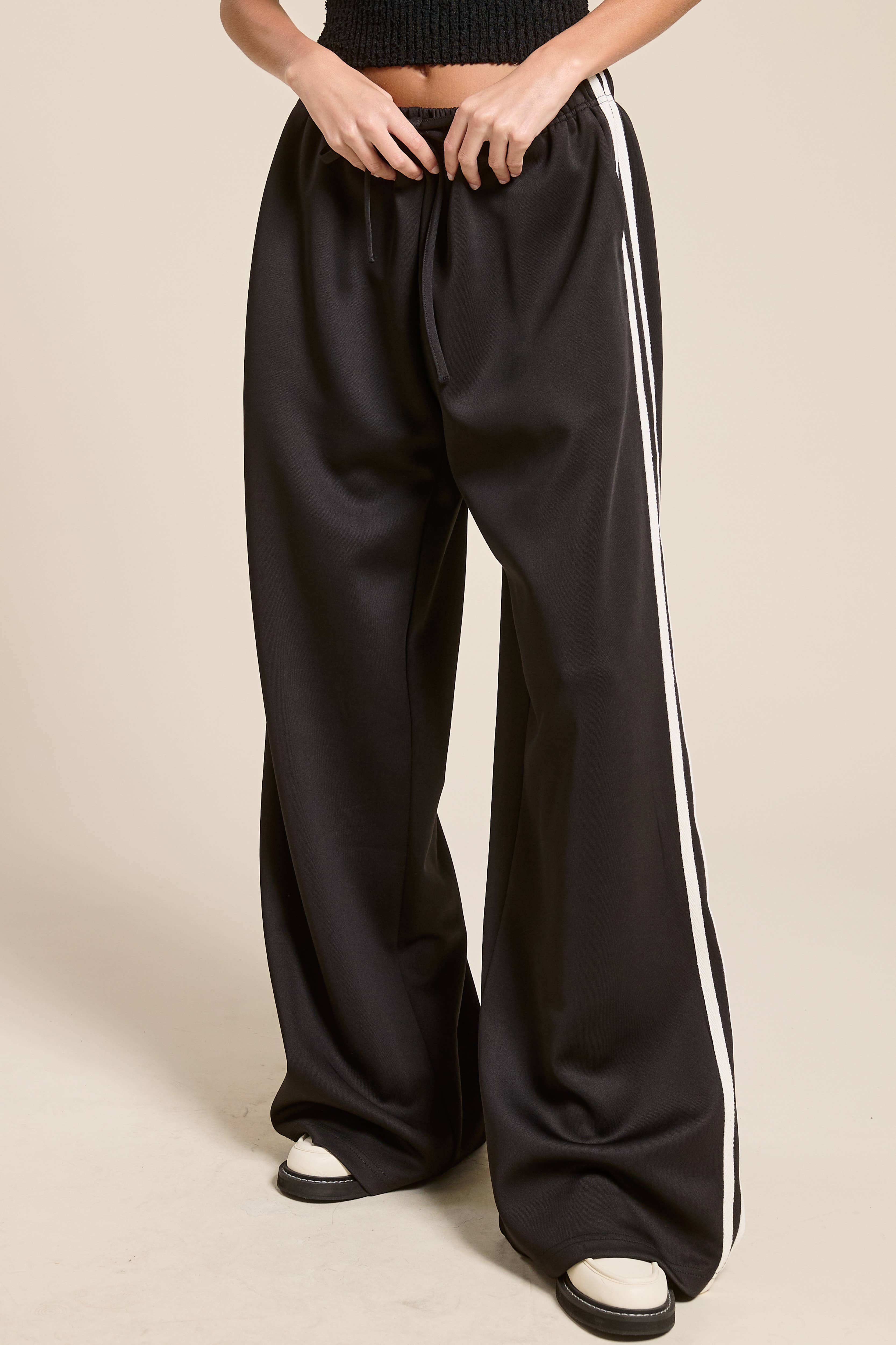 Mimosa - Wholesale Pants - Women's - Wide Leg Track Pants with Side Stripes6