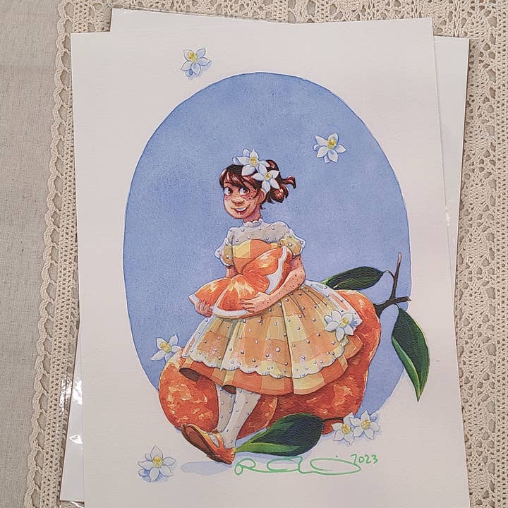 "Satsuma" Signed Art Print 9" × 12" archival quality for wholesale by Nattosoup Studio