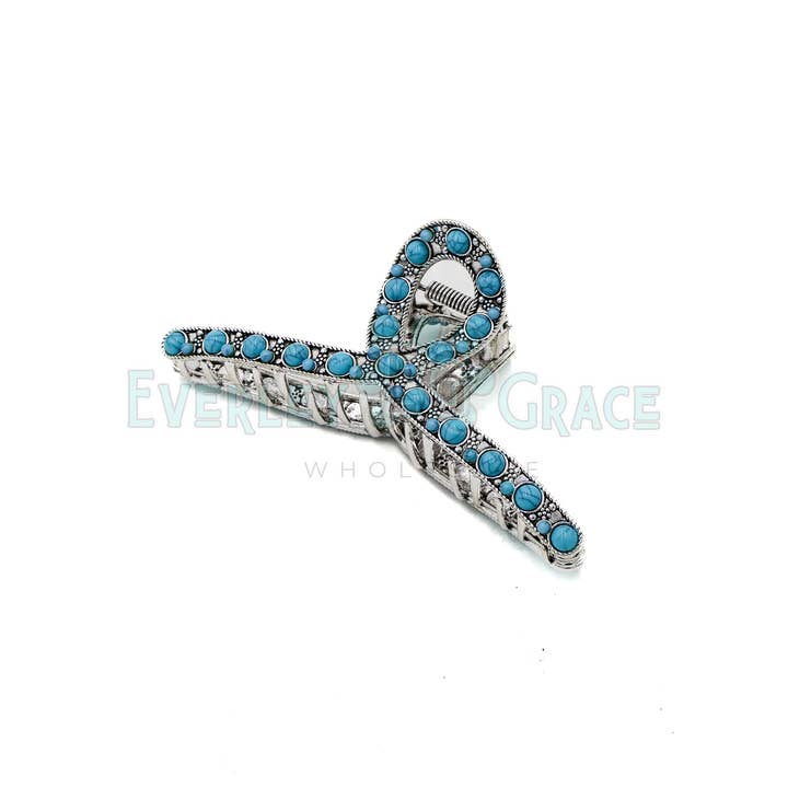 FANCY FAUX TURQUOISE FRENCH TWIST CLIP | PACK OF 3 for wholesale by Everley Grace - Wholesale