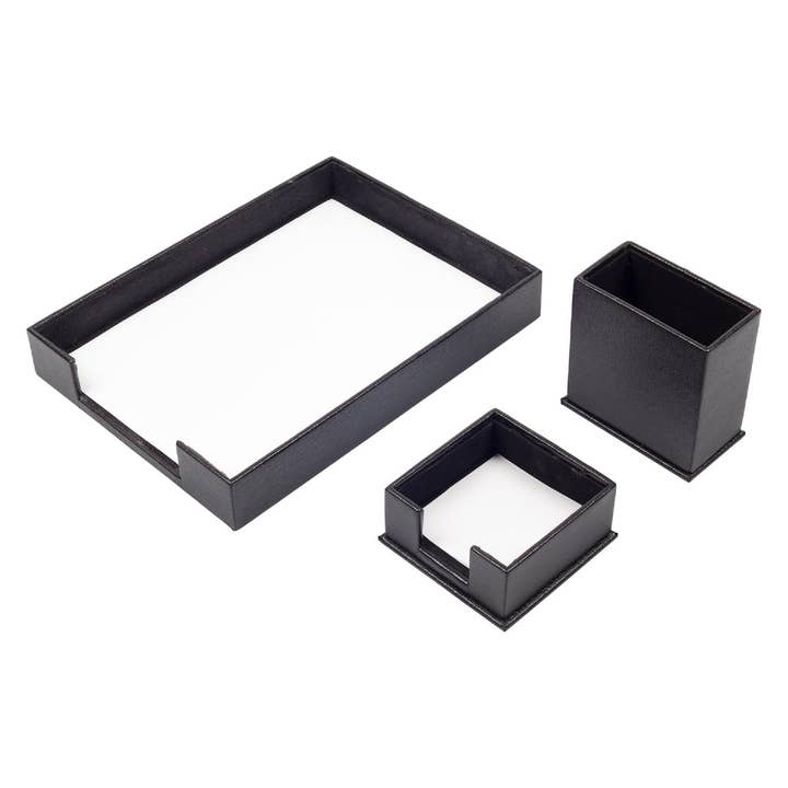 MOOG LLC - Vendita all'ingrosso Organizer da scrivania - Set da scrivania in pelle MOOG - 3 accessori - Organizer da scrivania - 3 pezzi