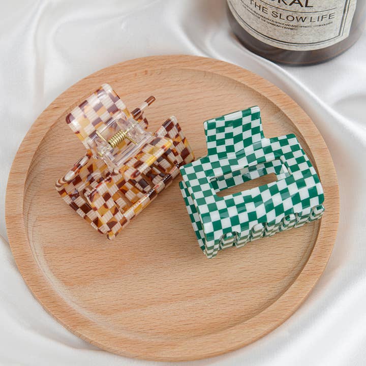 TheDivaSoap - Wholesale Hair Clip - Women's - Acrylic Square Checkerboard Hair Claw Clip