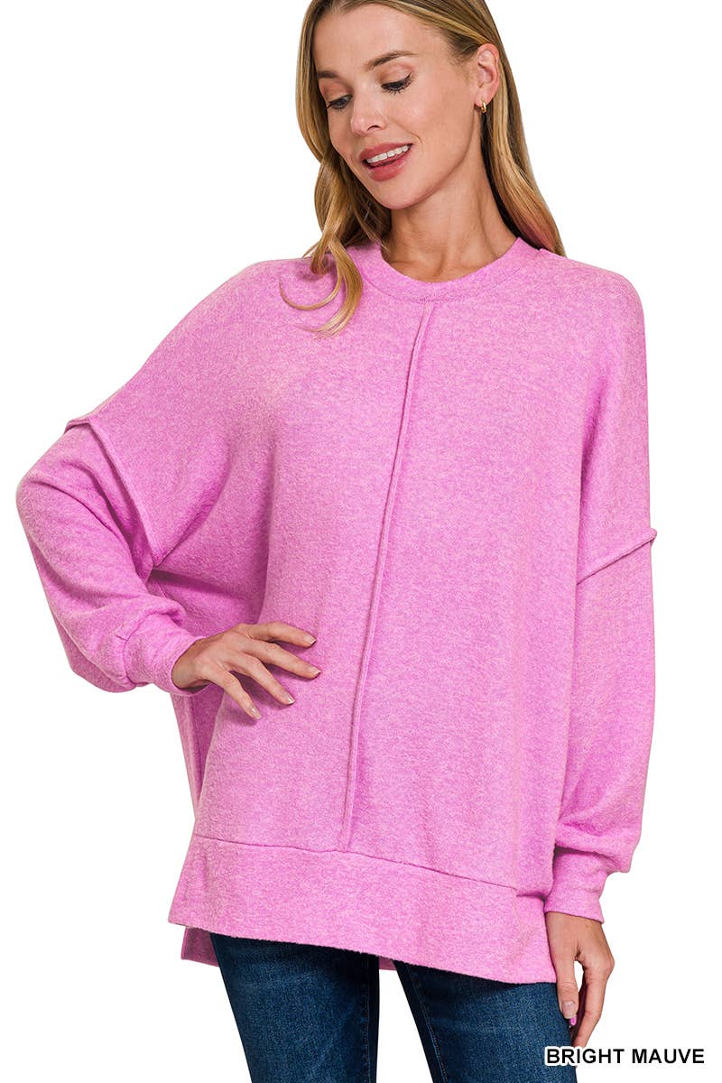 42POPS – Engroshandel Pullover - Dame – , Børstet Hacci Oversized Sweater med rygmærke1