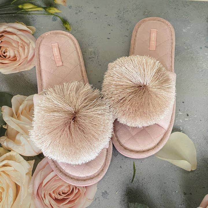DrifWoo - Wholesale Slippers - Women's - Women Open-toe Pom-pom Slippers, Bride Wedding Shoes YZA007