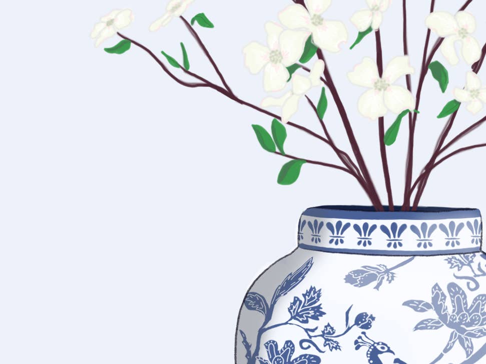 Alexa's Illustrations - Wholesale Art Print - Chinoiserie Dogwood Vase Print2