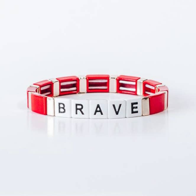 Brazalete elástico con cuentas del alfabeto BRAVE Block, regalo para mujer para venta al por mayor de Candier