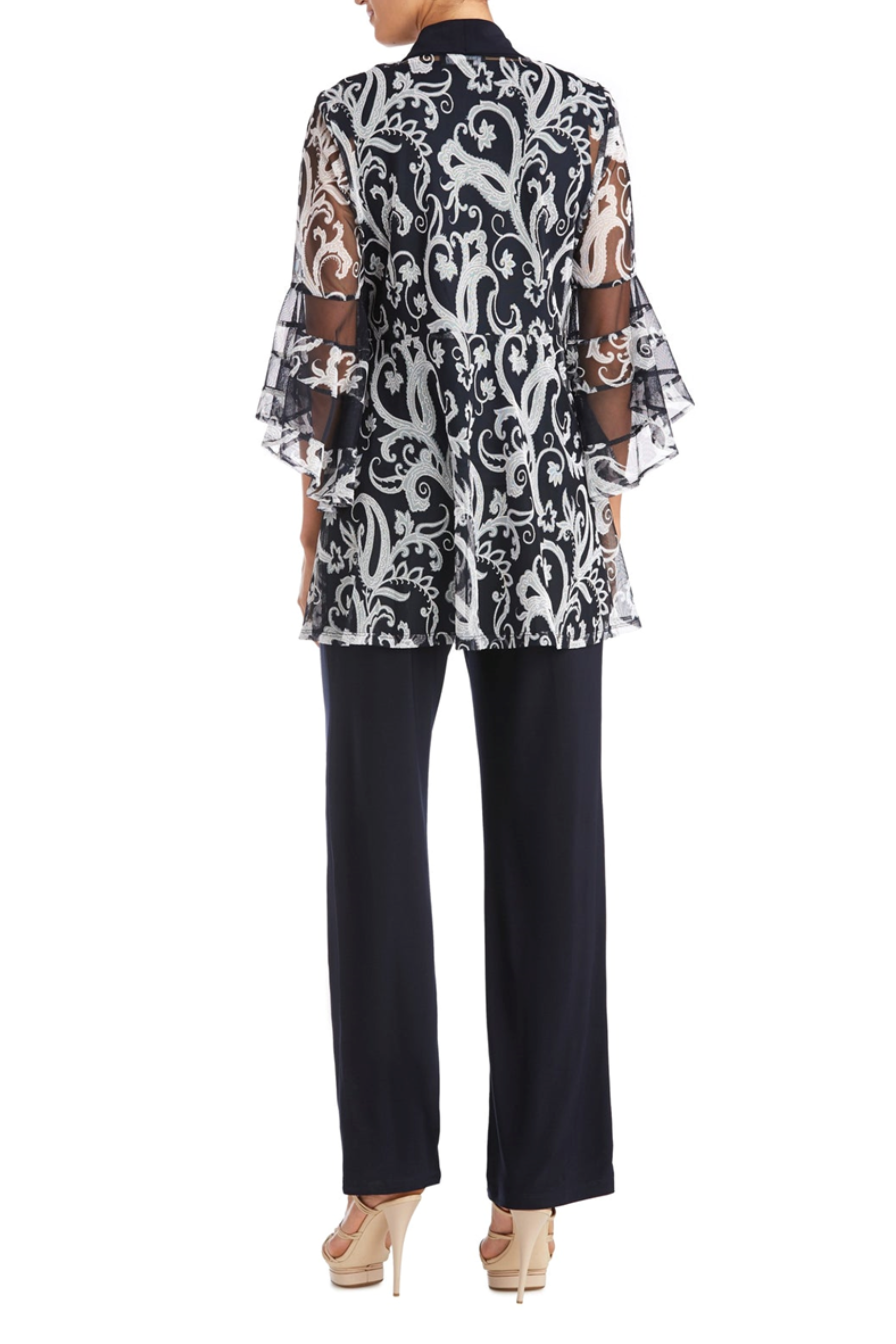 NAVY WHITE RM Richards Filigree Motif 3-Piece Pants Set for wholesale on Faire1