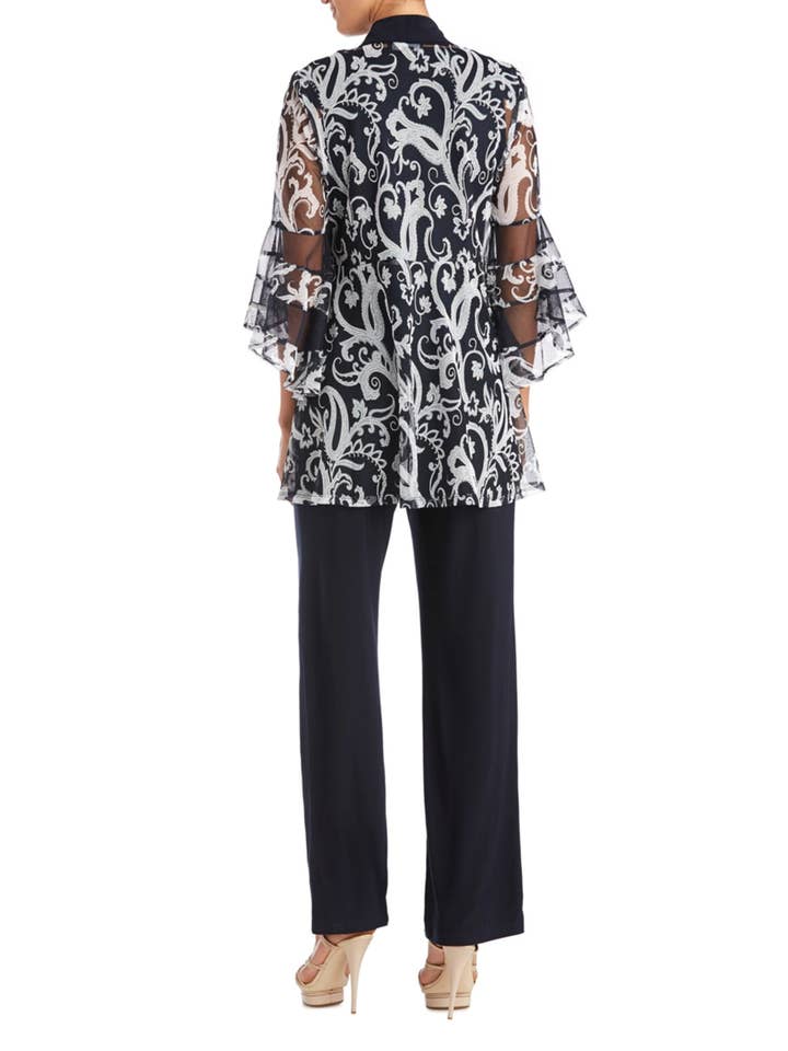 NAVY WHITE RM Richards Filigree Motif 3-Piece Pants Set for wholesale on Faire1