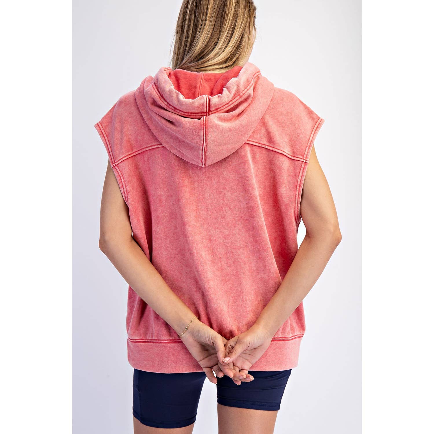 Rae Mode - Wholesale Hoodie - Women's - MINERAL WASHED TERRY SLEEVELESS HOODIE SWEATSHIRT2