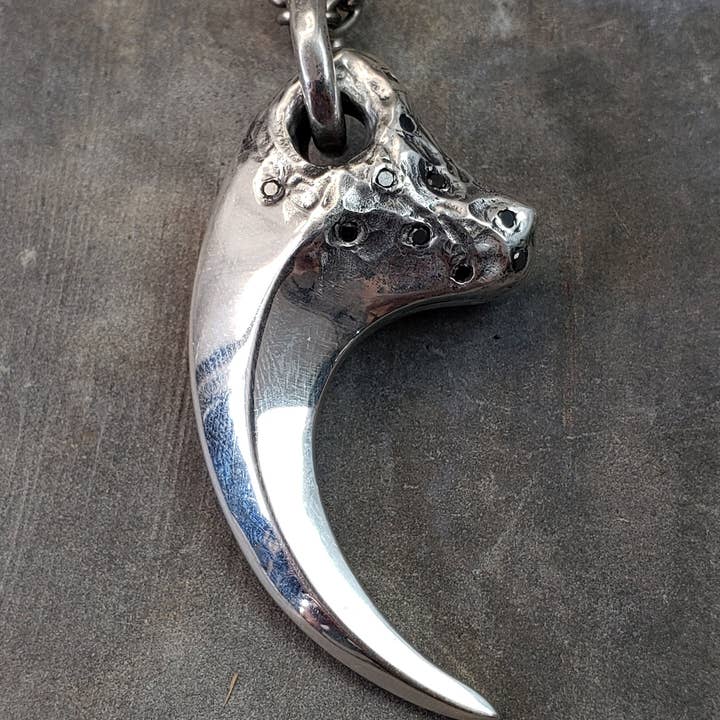JUNGLE TRIBE - Wholesale Pendant/Charm Necklace - Sterling Silver Raptor Claw Necklace with Black Diamonds1