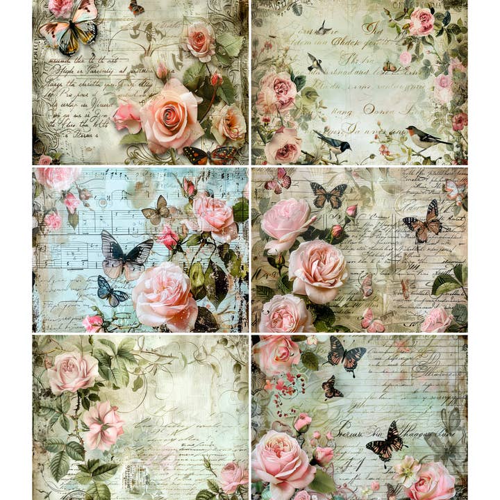 Vintage Vlinders Rijstpapier, 8 x 10,5 inch (A4) voor wholesale door Craft Kreatively