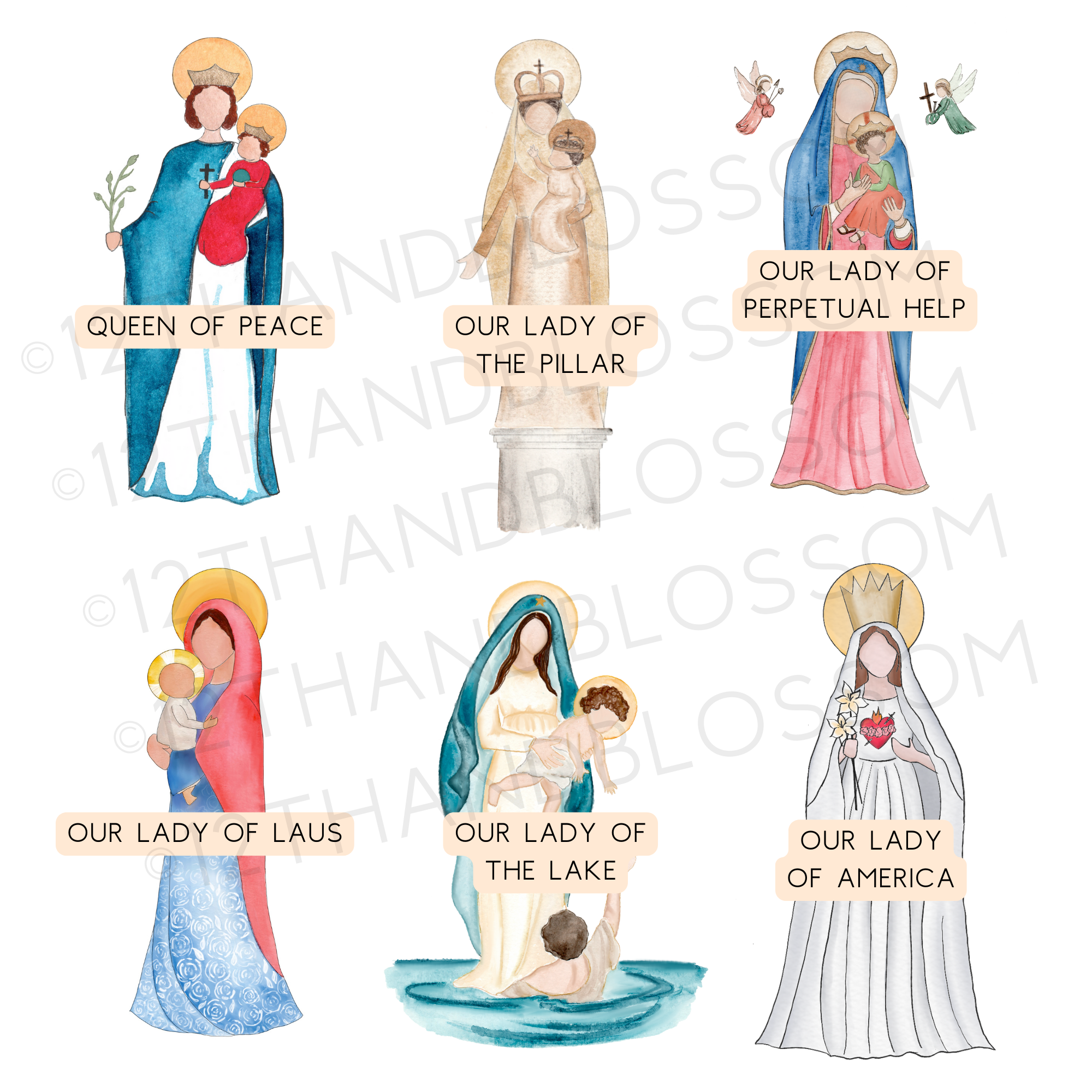 12th and Blossom - Vendita all'ingrosso Stampa artistica - Titoli personalizzati del ritratto di Maria (Scegli 3, 4 o 5 titoli)8