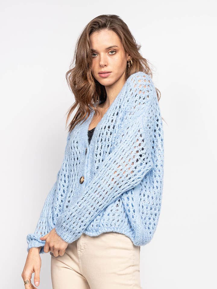 Grobstrickweste aus Mohair mit Knöpfen für den Großhandel von P&R STAR