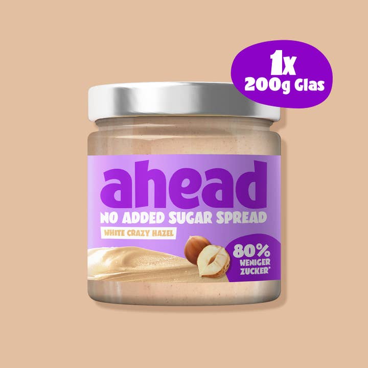 ahead - Wholesale Nut Butter - Crazy Hazel White - No Added Sugar Spread 6x200g