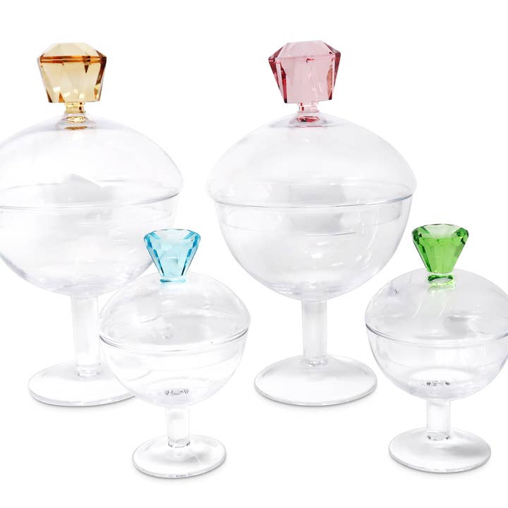 VIVIENCE - Venta al por mayor Tarros decorativos - Tarro de cristal con patas y mango en forma de diamante de colores (2 tamaños)