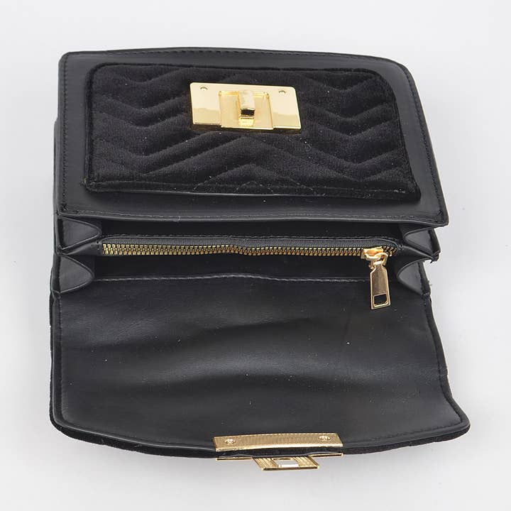 3AM BY H&D ACCESSORIES - Wholesale Crossbody Bag - Women's - Quilted Velvet Pu Trim Bag3