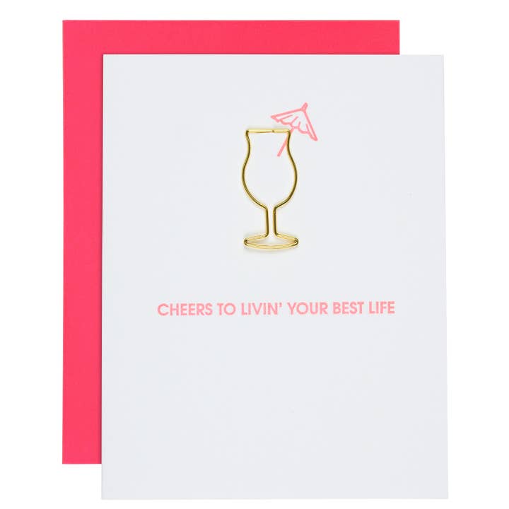 Cheers To Living Your Best Life - Daiquiri Paper Clip Letter for wholesale by Chez Gagné