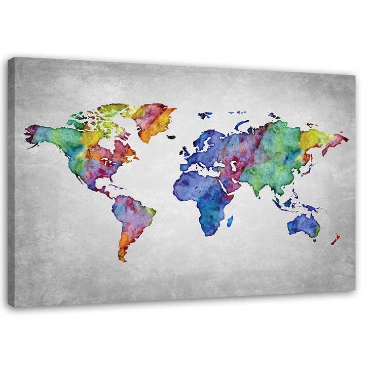 Toile, carte du monde multicolore pour la vente par Motivartdesign