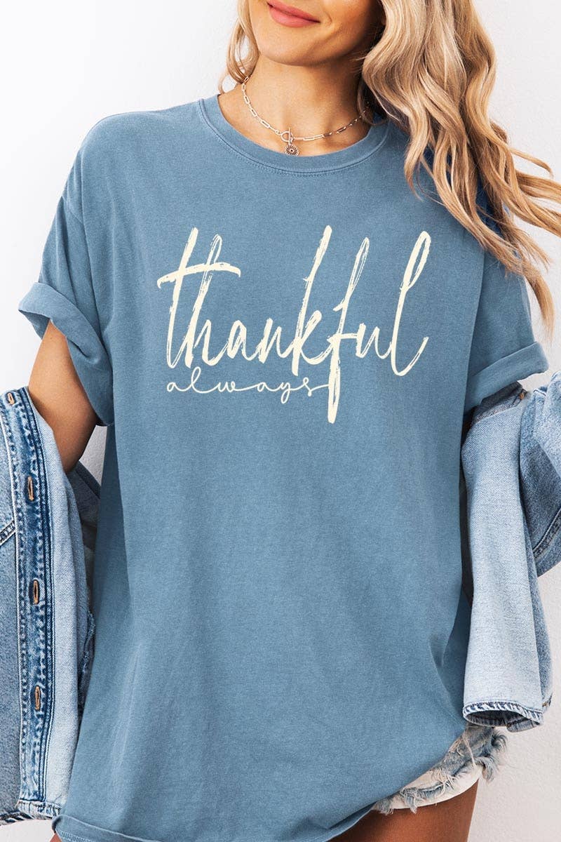 COLORBEAR - Wholesale T-Shirt (Graphic) - Women's - Thankful Graphic Garment Dyed Tee9