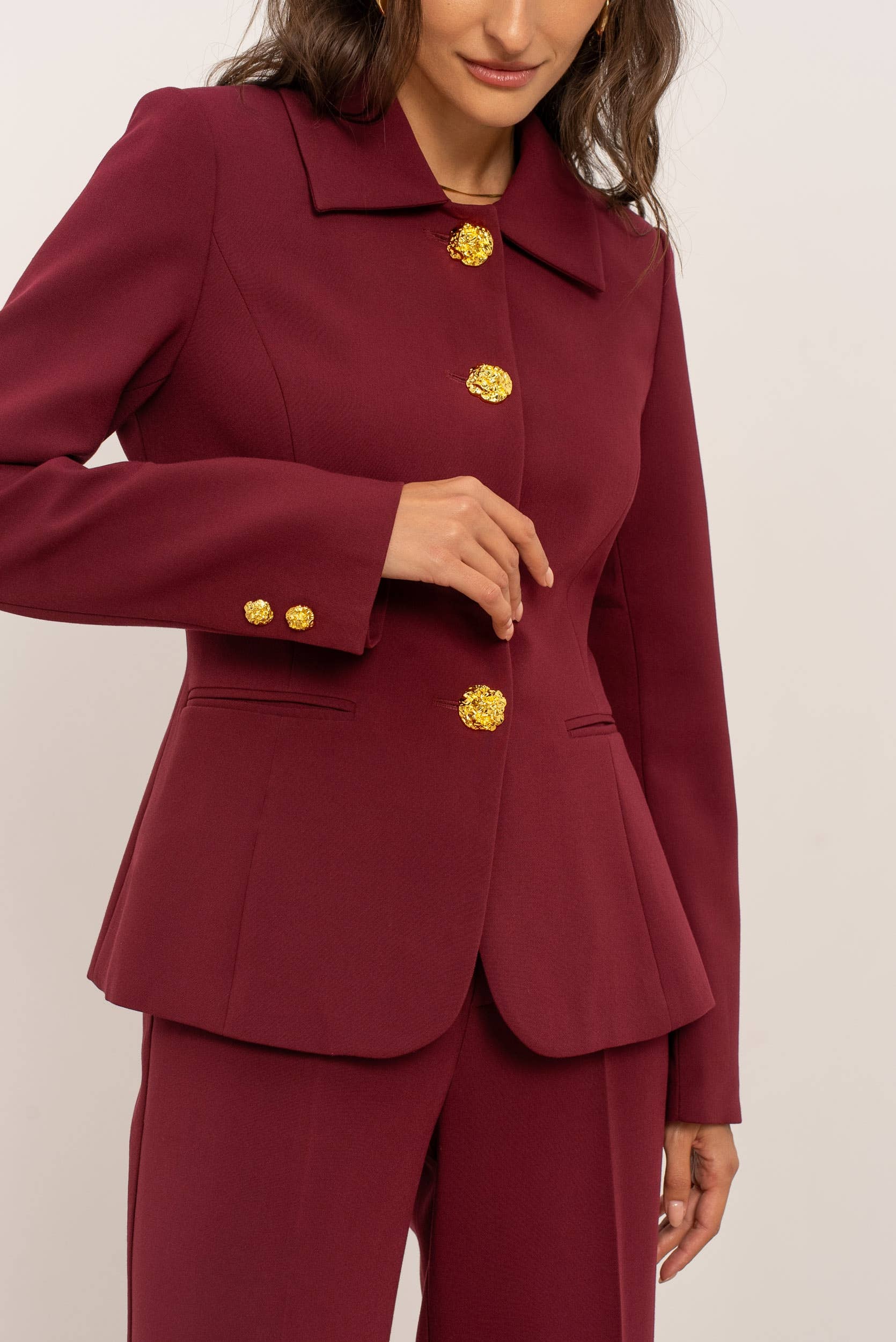 Attentif Paris - Wholesale Jacket - Women's - [Aura] Fitted jacket with shirt collar and gold buttons12