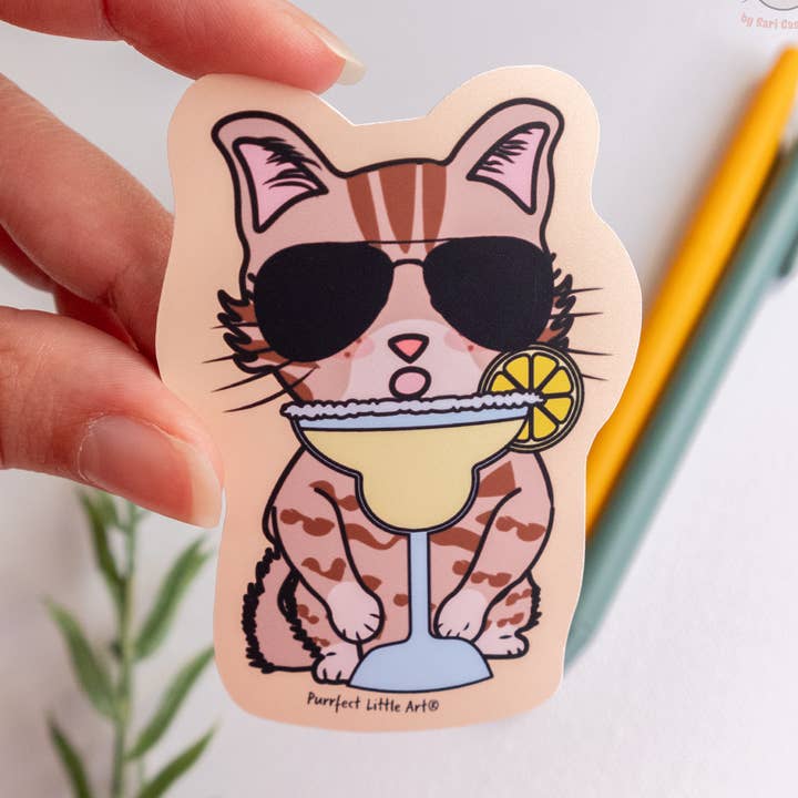 Margaritaville Cat Sticker | Funny | Cat Lover for wholesale by Purrfect Little Art