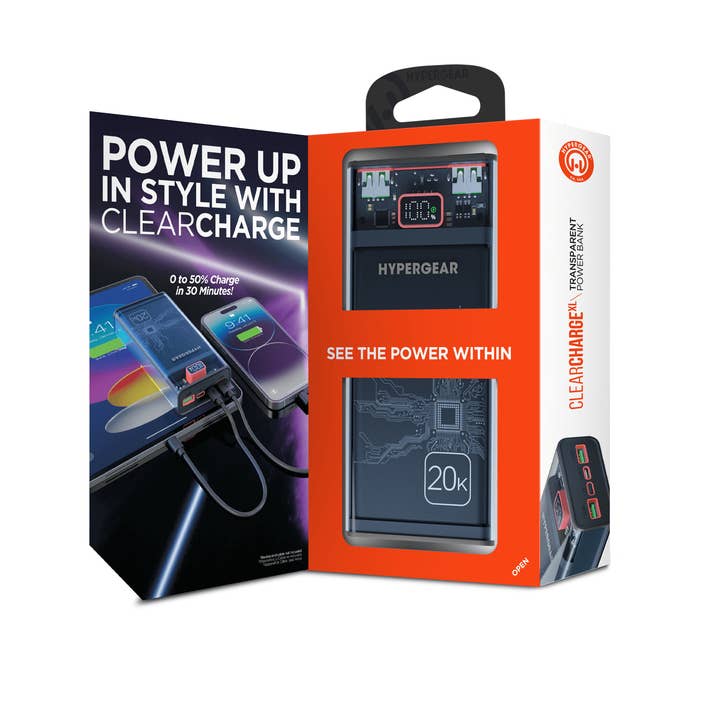 JupiterGear Home - Wholesale Portable charger - HyperGear ClearCharge XL 20000mAh Transparent PD Power Bank5