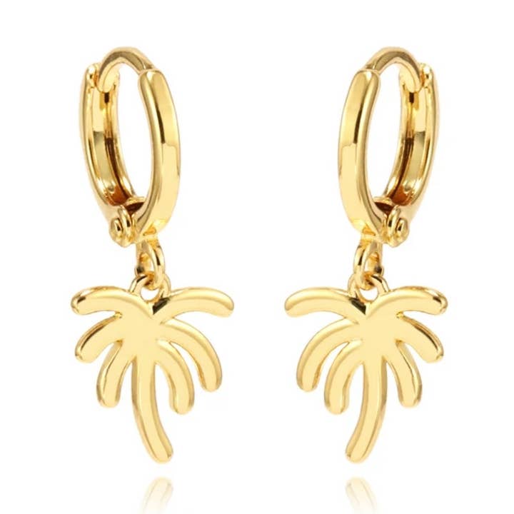 Hoop Palm Tree Earrings 18K Gold Plated for wholesale by iconic mi