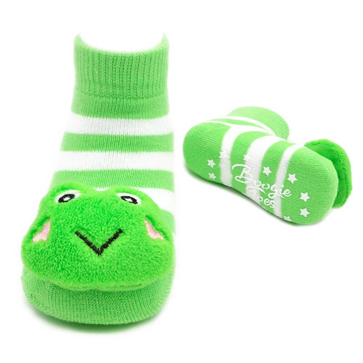 Liventi - Wholesale Socks - Baby - Green Frog Boogie Toes Rattle Socks