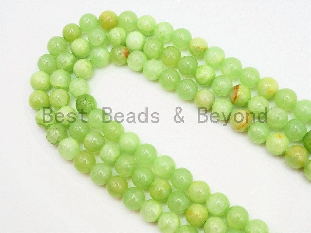 BestBeads&Beyond - Vente Perle - Perles rondes lisses en jade vert citron de haute qualité, 4 mm/6 mm/8 mm/10 mm/12 mm, perles de pierres précieuses vertes, brin de 15,5 pouces, SKU #U3413