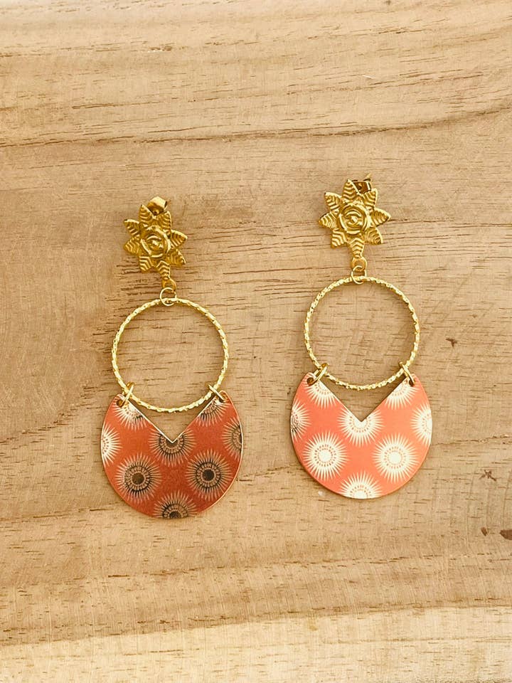 Boucles d'oreilles SUNNY Terracotta - Acier inoxydable doré pour la vente par Innaya