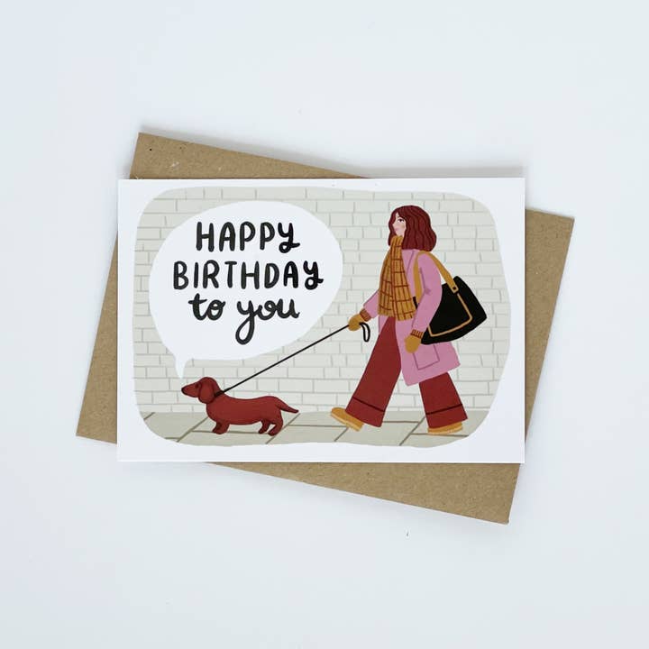 Lomond Paper Co - Wholesale Birthday Card - Happy Birthday To You - Dachshund