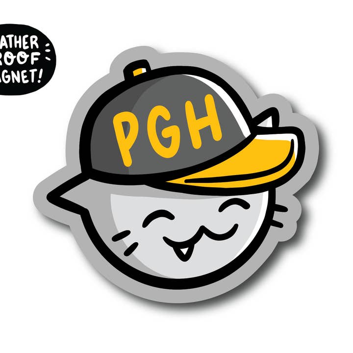 Pittsburgh Baseball Cat Väderbeständig Magnet för wholesale av Shop Emily M
