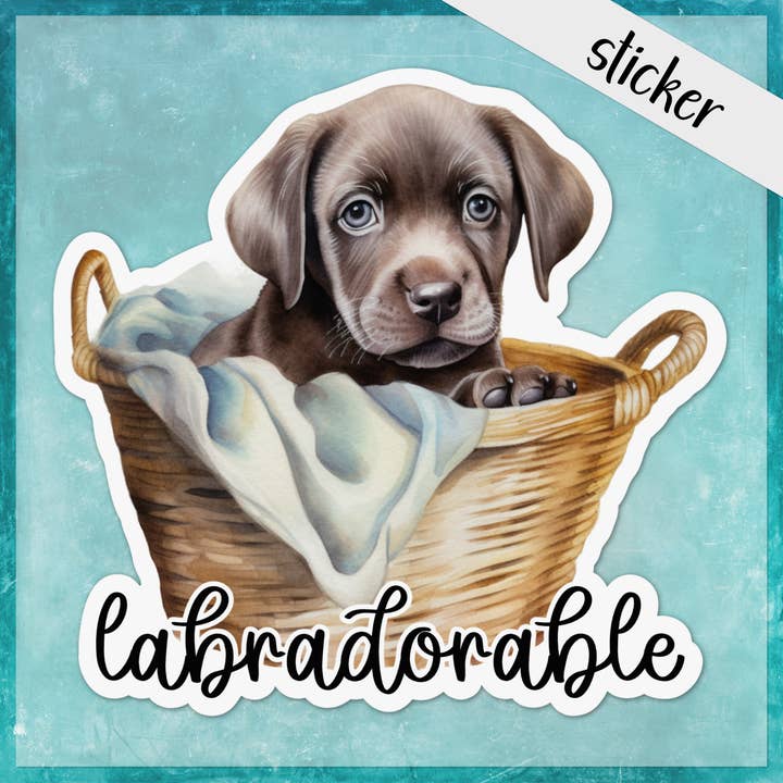 Labradorable, Cute Labrador Retriever Puppy Dog Sticker for wholesale by CandiMaker