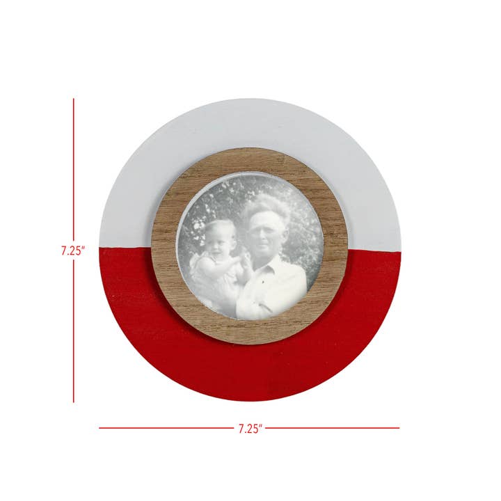 Foreside Home & Garden - Wholesale Picture Frame - 4x4 Photo Round Bobber Picture Frame Red Lake Decor