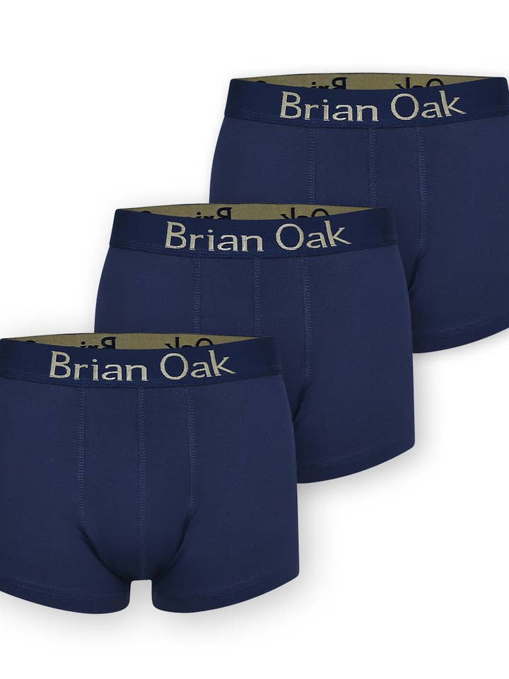 3er-Pack Soft Fit Boxershorts - Marineblau für den Großhandel von Brian Oak Limited