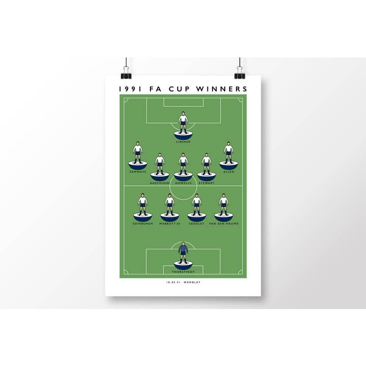Tottenham 1991 FA Cup Winners Poster for wholesale by Matthew J I Wood Design & Illustration
