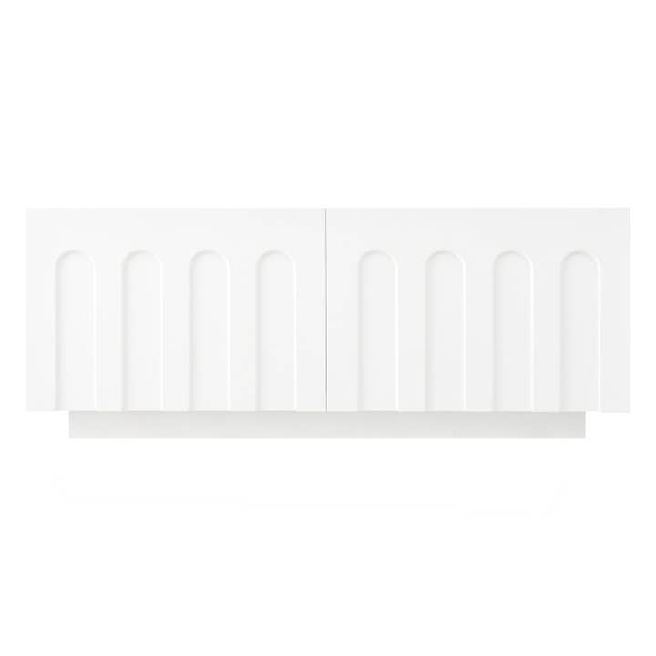 HOMYCASA DESIGN INC - Wholesale Console Table - ON-TREND Elegant TV Stand with Arched Design for TVs Up to 80', Modern Dual Purpose Coffee Table with 4 Drawers, Multi-Functional Organizer Cabinet with Storage for Living Room, Bedroom, White14