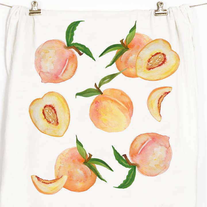 Peaches Tea Towel for wholesale by Honey Brush Design®