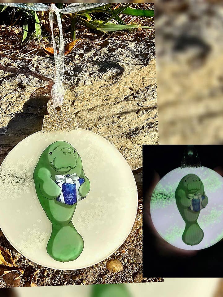 Wish Upon A Star Glowing Manatee Ornament for wholesale by Shark Bitten