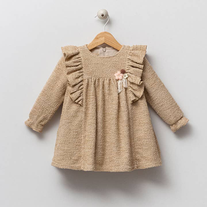 Omnis Pura - Vendita all'ingrosso Vestito - Neonati - Vestito con Volant per Bambina con Dettaglio di Fiore | 6-9-12-18 Mesi2