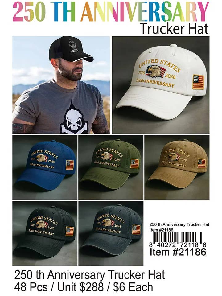 250th Anniversary Trucker Hats . for wholesale by Puka Creations