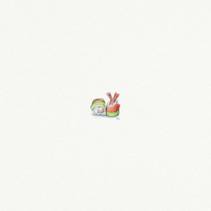 Karen Libecap Tiny Paintings - Wholesale Art Print - Sushi Miniature Watercolor Painting - Art Print