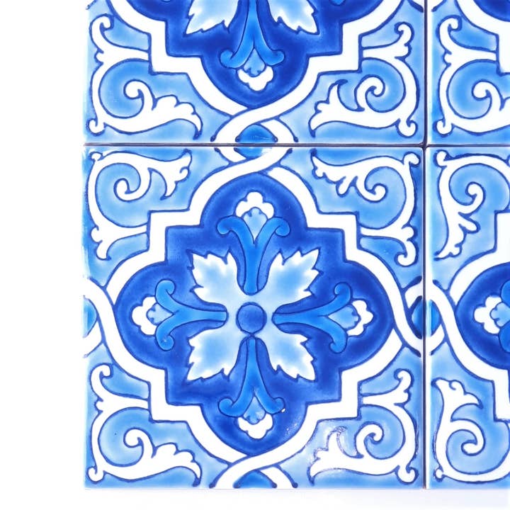 Dyari - Wholesale Wall Tile - BLUE 8 | Decorative Handpainted Ceramic Tile 4"x4"(10x10cm)1