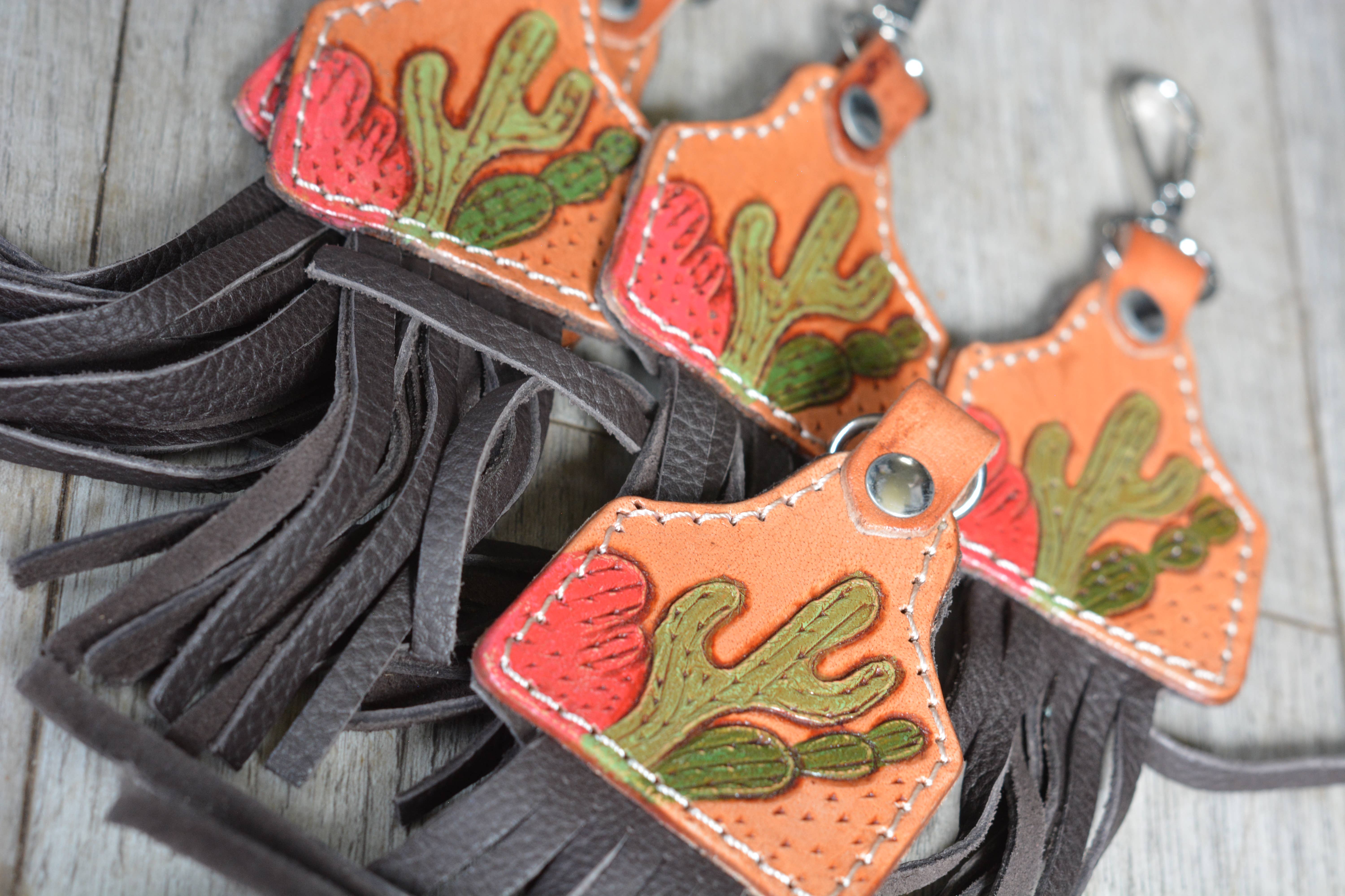 FRINGE & LUXE - Vente Porte-clés – femme - Porte-clés cactus et franges - franges marron1