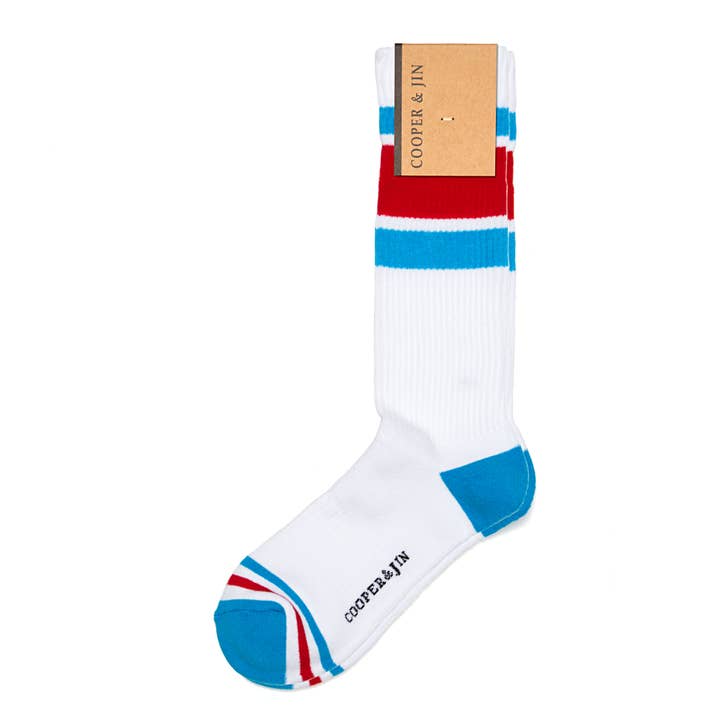 Performance Cushioned Crew Socks for Men - Bay Ridge (White) for wholesale by Cooper & Jin