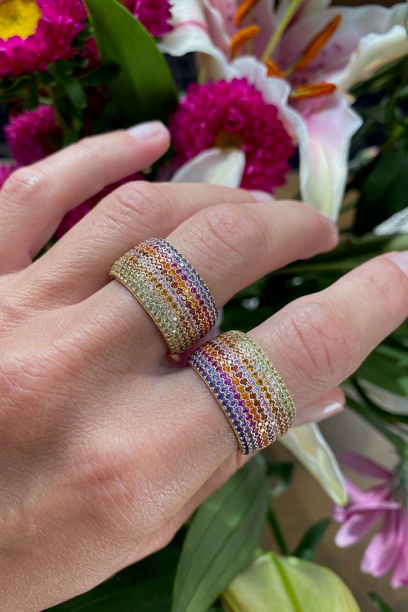 Native Gem – wholesale Cocktail/Statement Ring – Billionaire Ring - Ember Cigar Band Ring med 14K guld vermeil1