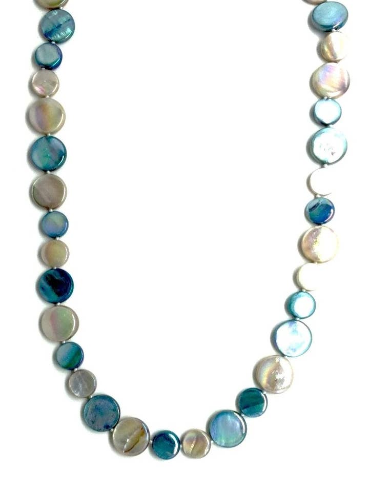 2037 - Single Strand MOP N Turquoise and Taupe for wholesale by Sea Lily