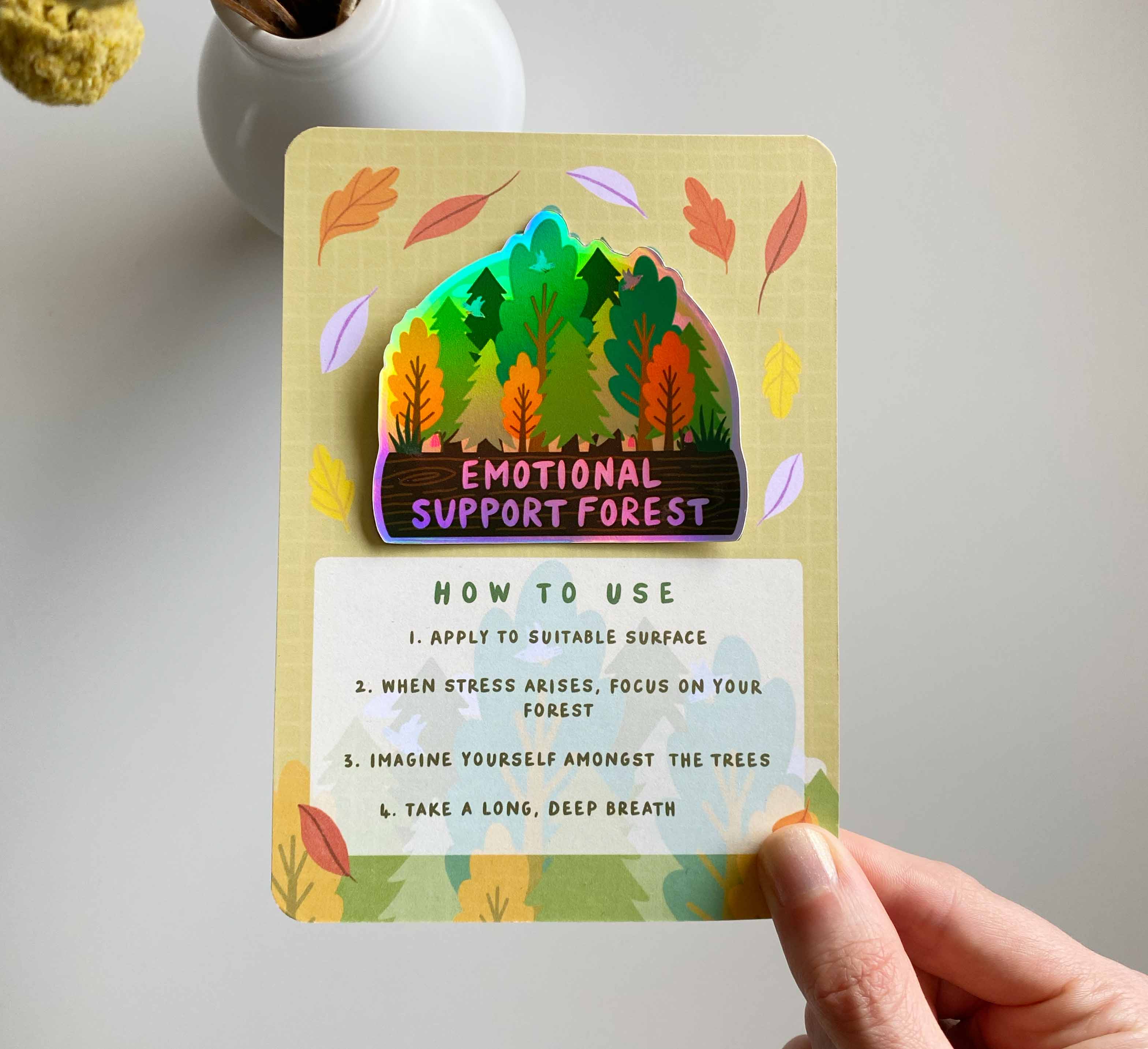 Sentient Stories - Wholesale Sticker - Holographic Sticker Card - Emotional Support Forest